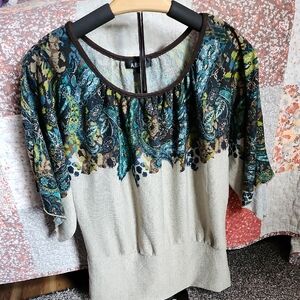 A. Byer Cream Ruffled Blouse with Elegant Design